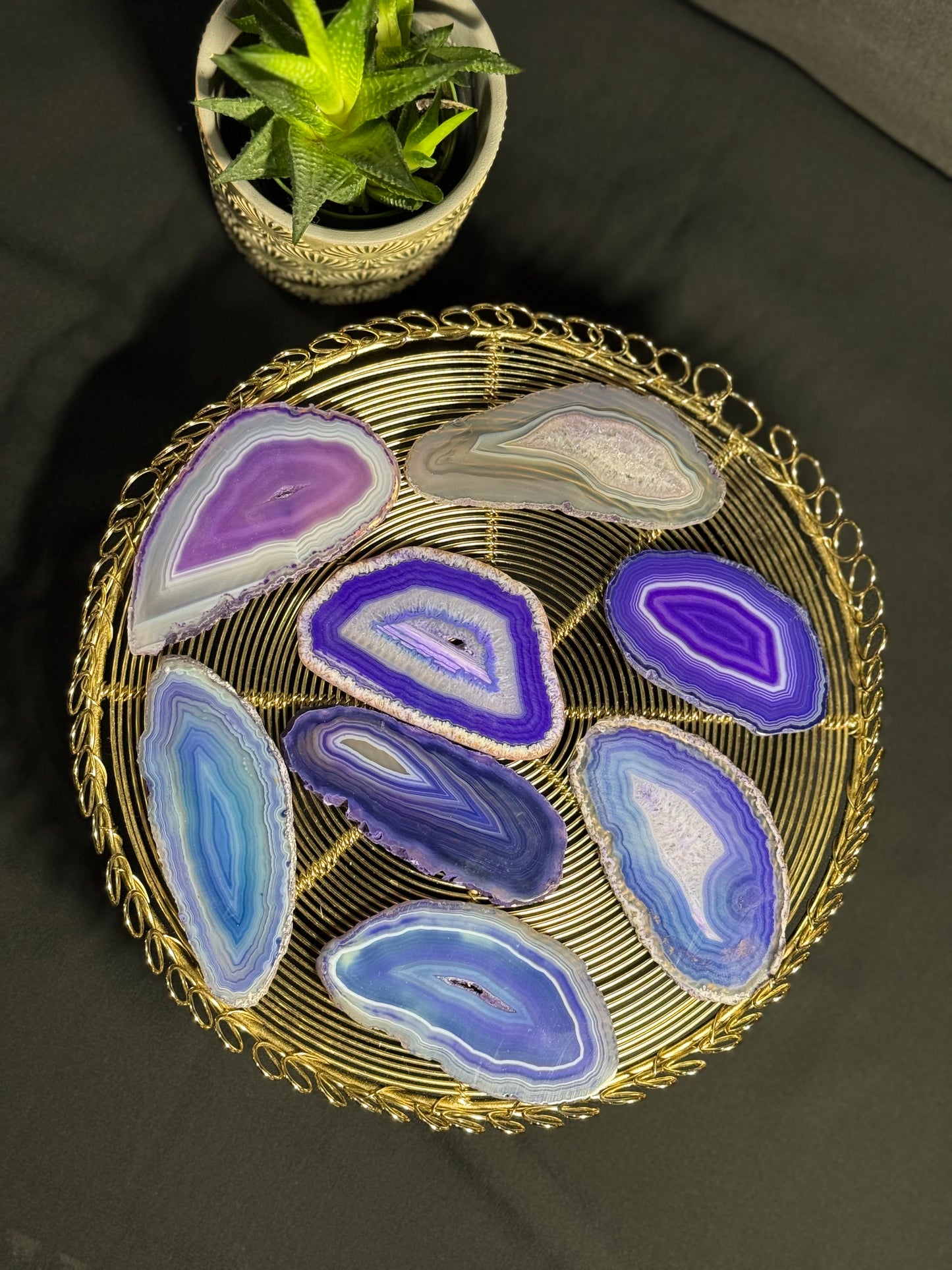 Achat - Scheiben (Mini- Geoden) blau - Harmonie, Schutz & Energieausgleich