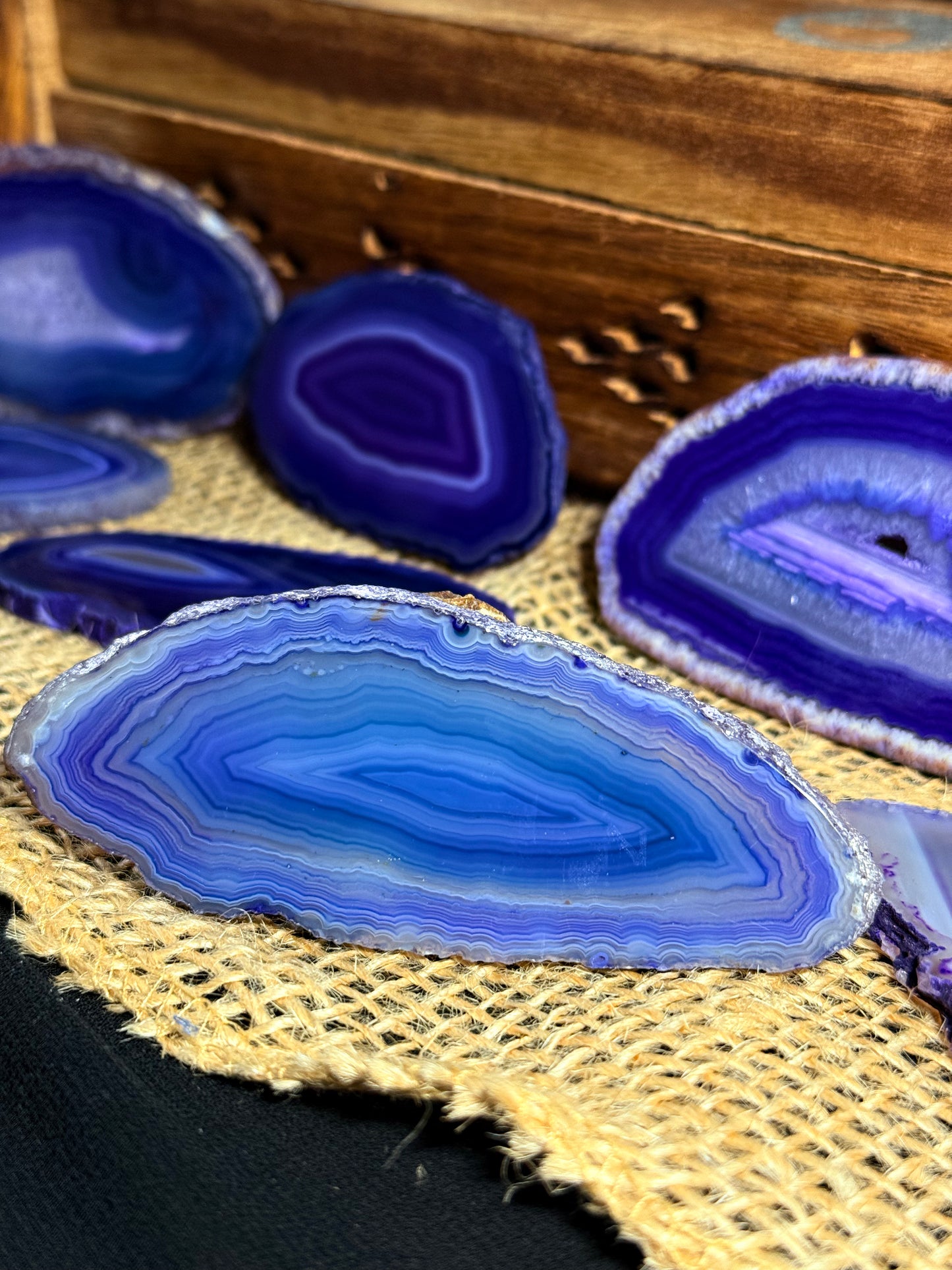 Achat - Scheiben (Mini- Geoden) blau -  Harmonie, Schutz & Energieausgleich