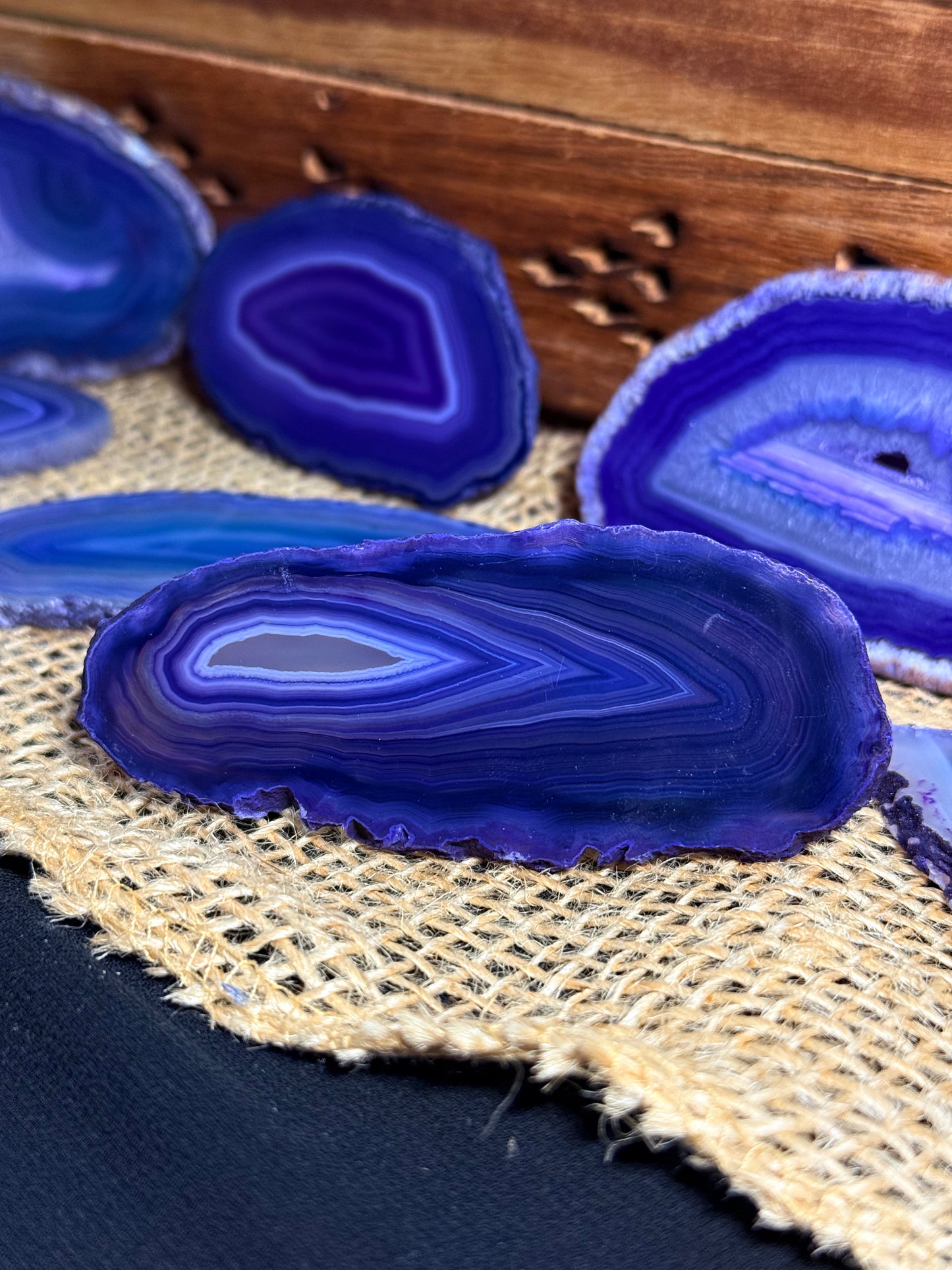 Achat - Scheiben (Mini- Geoden) blau -  Harmonie, Schutz & Energieausgleich