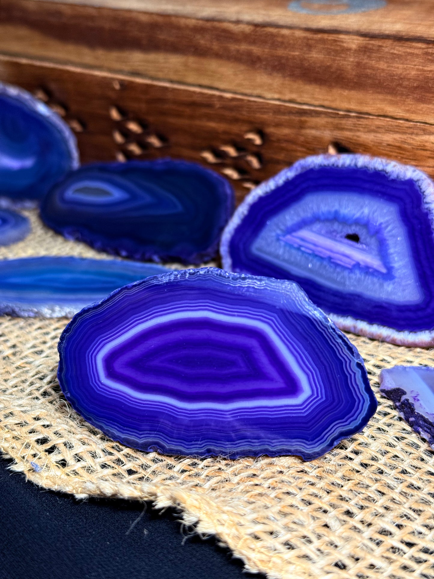 Achat - Scheiben (Mini- Geoden) blau -  Harmonie, Schutz & Energieausgleich